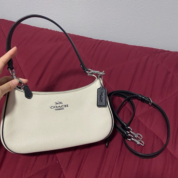 Coach Teri Shoulder Bag Silver/Chalk Black like new - Picture 3 of 4